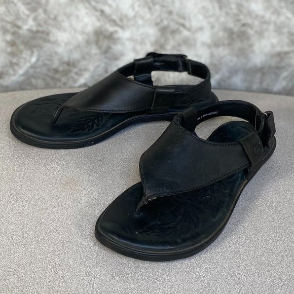 Born Sandals Women's Size 6 Black Leather Thong Style With Adjustable Back Strap - Picture 2 of 11